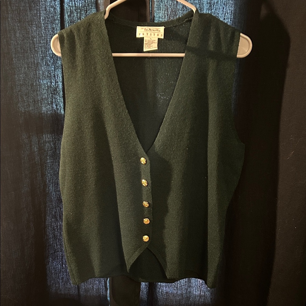 Vintage Talbots Dark Green Wool Blend Vest